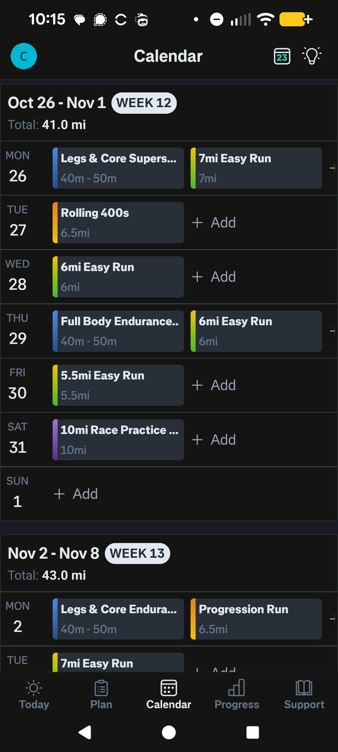 A look at the dashboard for the training plan a human coach maintained for Claire Trageser.